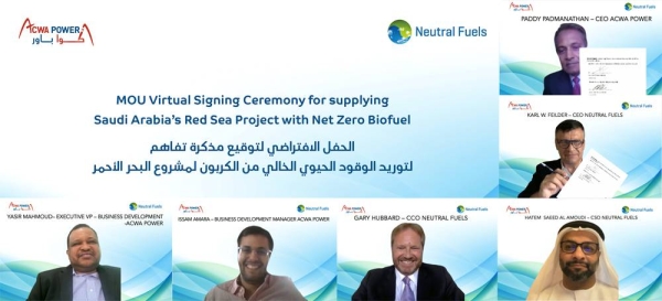 ACWA Power and Neutral Fuels virtual signing ceremony.