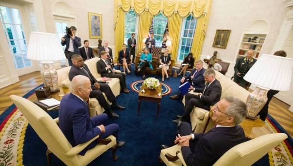 US President Joe Biden meets with NATO Secretary General Jens Stoltenberg at the White House in Washington D.C. on Monday.