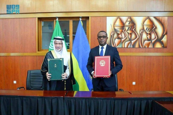 The agreement, which was signed by Saudi Minister of State for African Affairs Ahmed Bin Abdulaziz Kattan and Rwandan Foreign Minister Vincent Perrotta in Rwanda's capital, reflects the keenness of the Custodian of the Two Holy Mosques King Salman to expand the Kingdom’s foreign relations, the Saudi Press Agency reported.