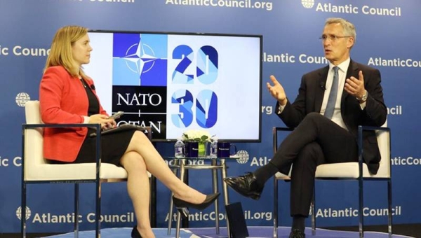 NATO Secretary-General Jens Stoltenberg seen at the Atlantic Council  in Washington on Monday.
