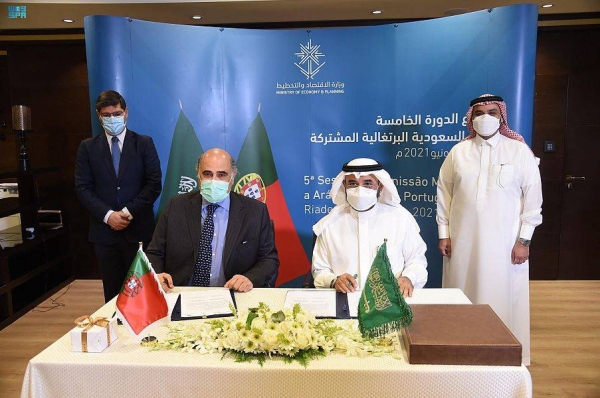 Top officials representing Saudi Arabia and Portugal explored ways to strengthen economic relations between the two countries during the fifth Saudi-Portuguese Joint Committee meeting at the headquarters of the Saudi Ministry of Economy and Planning in Riyadh on Wednesday.