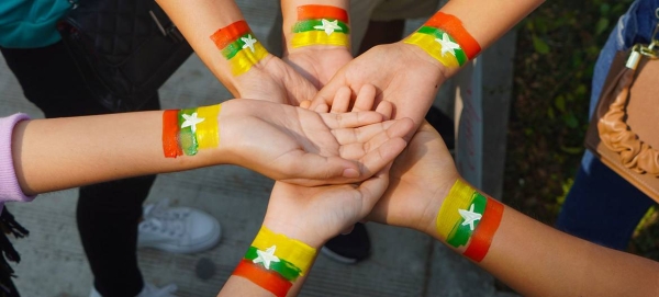 A group of people on the streets of Yangon show their support for Myanmar. — Courtesy file photo
