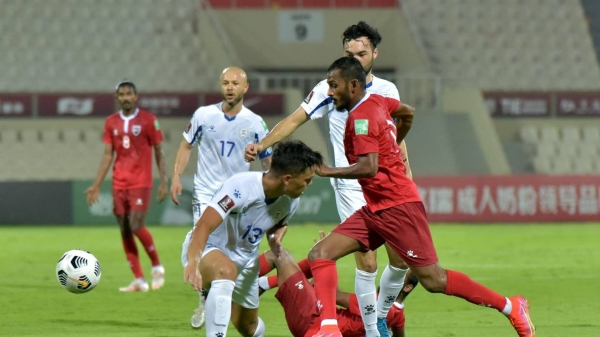 Ali Fasir earned the Maldives a 1-1 draw with the Philippines on Tuesday as Martin Koopman’s side bounced back from going behind to Angel Guirado’s strike to share the points in their final Group A meeting in the second round of qualifying for the FIFA World Cup Qatar 2022 and the AFC Asian Cup China 2023. — Courtesy photo