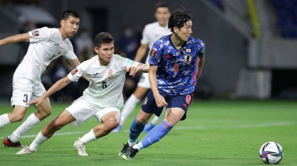 A first-half hat-trick from Ado Onaiwu helped Group F winners Japan advance to the final round of the Asian Qualifiers for the FIFA World Cup Qatar 2022 with a perfect record after a 5-1 win over Kygyrz Republic on Tuesday at Panasonic Stadium Suita. — Courtesy photo