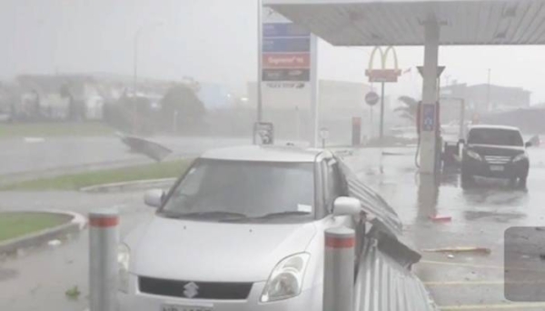 Videograb of a tornado sweeping through the Auckland suburb on Saturday.