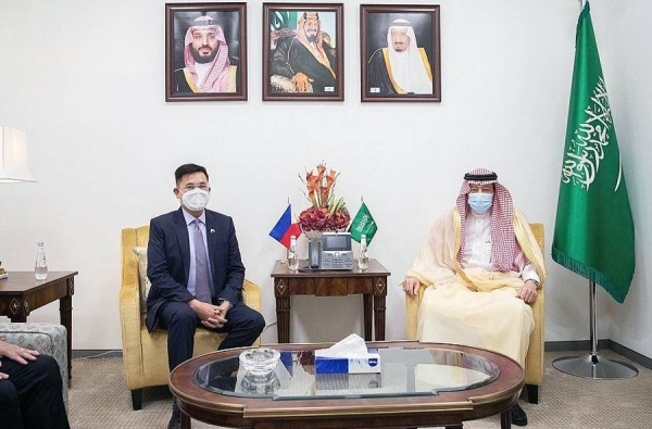 On behalf of Minister of Foreign Affairs Prince Faisal Bin Farhan Bin Abdullah, the message was received by Deputy Minister of Foreign Affairs Eng. Walid Bin Abdulkarim Al-Khuraji, during a reception of Philippines' Chief of Presidential Protocol and Presidential Assistant on Foreign Affairs Robert Eric in Riyadh on Sunday.