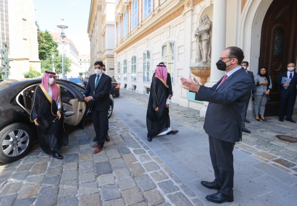Saudi Arabia’s Foreign Minister Prince Faisal Bin Farhan met on Tuesday with his Austrian counterpart Alexander Schallenberg at the headquarters of the Austrian foreign ministry in Vienna. — Courtesy photos
