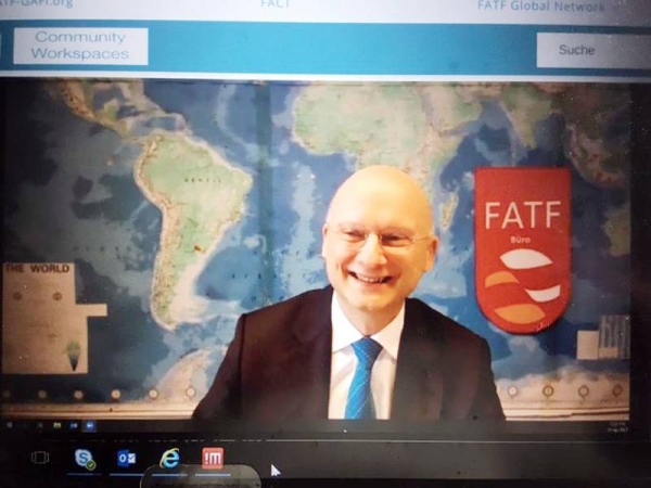 FATF President Dr. Marcus Pleyer during the plenary. — courtesy Twitter