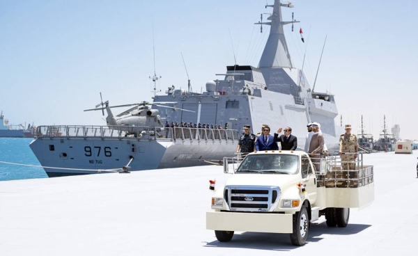 Egypt President Abdul Fattah El-Sisi and dignitaries during the inauguration of the July 3 Naval Base, West of Alexandria, on Friday. 