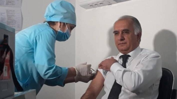 Tajik Deputy Health Minister Samariddin Alizoda receives first shot of Covid-19 vaccine. — Courtesy photo