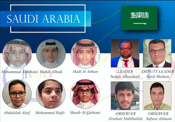 A videograb of the Saudi team during the opening ceremony of the Balkan Junior Mathematical Olympiad in Moldova. The Saudi team ranked second in overall medals.