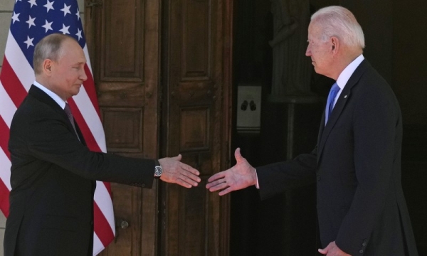 US President Joe Biden, right, and Russian President Vladimir Putin are seen in this file courtesy picture.