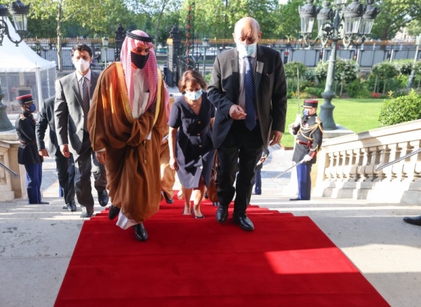 Saudi Arabia’s Foreign Minister Prince Faisal Bin Farhan met here on Wednesday with his French counterpart Jean-Yves Le Drian.