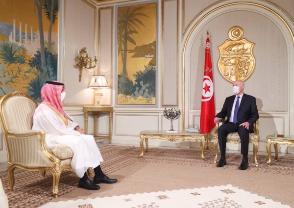 Saudi Arabia’s Foreign Minister Prince Faisal Bin Farhan met here on Friday with Tunisian President Kais Saied.