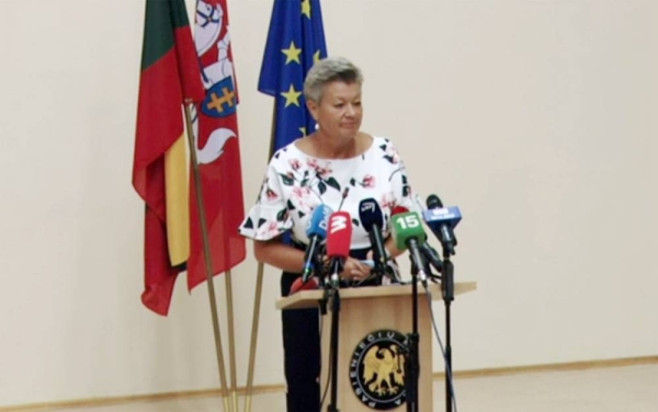Ylva Johansson, the EU commissioner of Home Affairs, speaks in Lithuania on Sunday, a day on which a record 287 illegal migrants arrivals were recorded — more than three times as many as in all of last year.