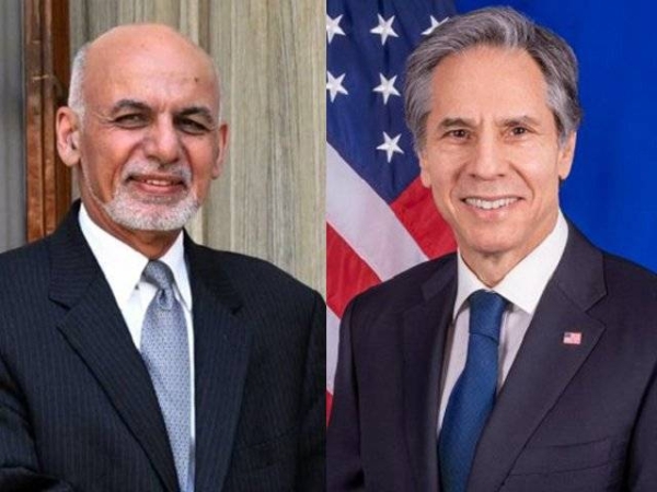 US Secretary of State Antony Blinken, right, spoke with Afghan President Ashraf Ghani on Tuesday to reiterate the strong and enduring US commitment to Afghanistan, the US Department of State said in a statement. — Courtesy file photo