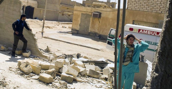 Doctors visit a clinic in Adjdabiya, Libya, which was destroyed during attacks in April 2021. — courtesy ICRC/André Liohn