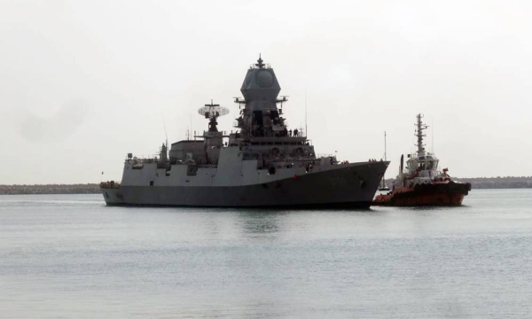 INS Kochi, the flagship destroyer of Indian Western Naval Fleet, arrived at Port Al-Jubail on Monday.
