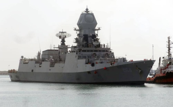 INS Kochi, the flagship destroyer of Indian Western Naval Fleet, arrived at Port Al-Jubail on Monday.