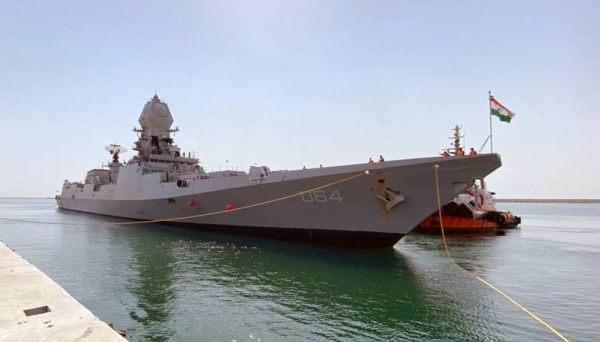 INS Kochi, the flagship destroyer of Indian Western Naval Fleet, arrived at Port Al-Jubail on Monday.