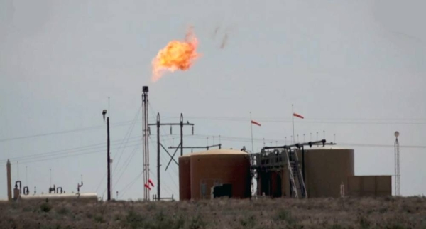 Flaring at a natural gas processing facility.