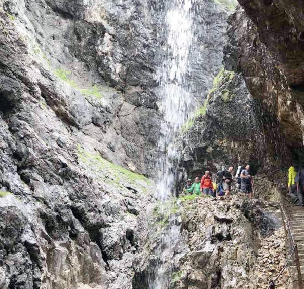 A file photo of a hiking trail and waterfall in Bavaria's Höllentalklamm near the Austrian border.