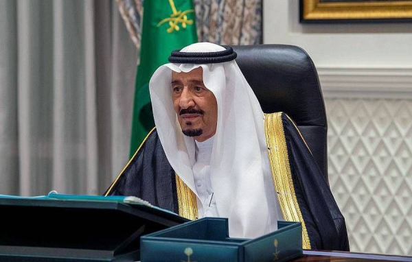 Custodian of the Two Holy Mosques King Salman chairs the Cabinet's virtual session Tuesday in Neom.