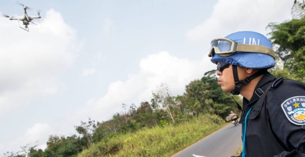 
File photo shows a Chinese UN peacekeeper operates a video drone during a patrol in Liberia. — courtesy UN Photo/Albert González Farran