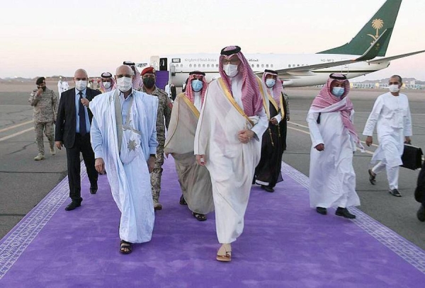 Mauritanian President Mohamed Ould Ghazouani and his accompanying delegation arrive in Madinah.