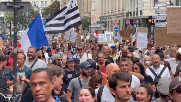 Thousands of people demonstrated in the streets of France again on Saturday against the government's COVID-19 vaccination policies amid concern from rights groups about anti-Semitic sentiment in the protest movement.