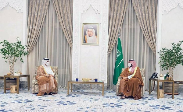 Crown Prince Muhammad Bin Salman. deputy premier and minister of defense, welcomed Qatar’s Minister of Foreign Affairs Sheikh Muhammad Bin Abdulrahman Al Thani in NEOM on Wednesday.