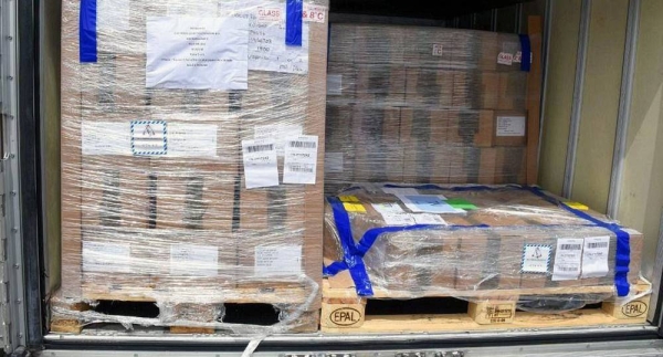 A relief cargo plane, dispatched by KSrelief, Thursday arrived in Tunis with 608,000 doses of AstraZeneca vaccine.