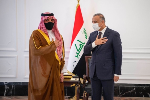 Iraq's Prime Minister Mustafa Al-Kadhemi received Minister of Interior Prince Abdulaziz Bin Saud Bin Naif in Baghdad on Saturday.