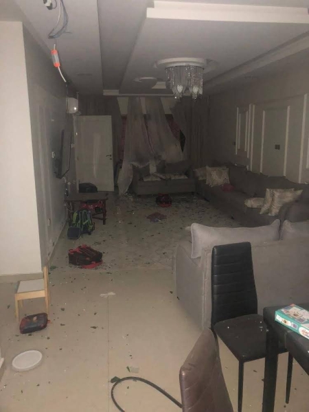 Picture of a house damaged in Dammam after the Houthi ballistic interception and destruction. — SPA