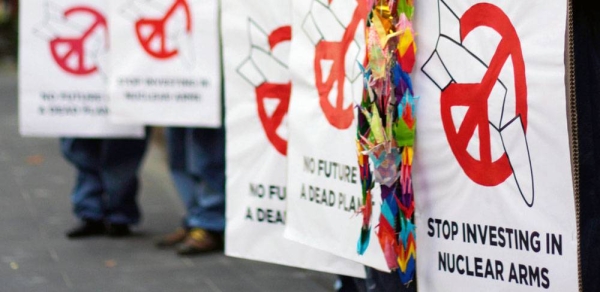 Demonstrators call for a ban on nuclear weapons. — courtesy ICAN/Tim Wright