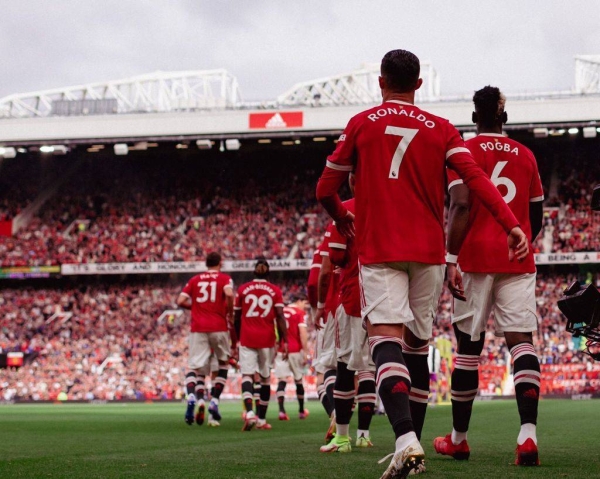 Cristiano Ronaldo scored two goals during his first game back at Manchester United on Saturday against Newcastle United in the Premier League. (Credit: Twitter @ManUtd)