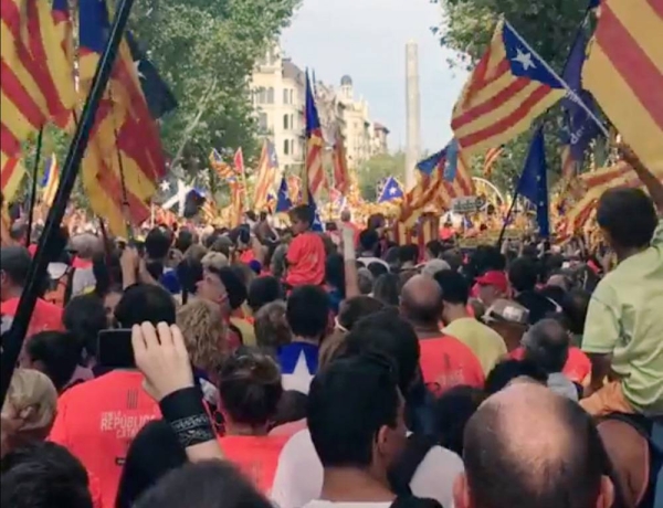 People wave Catalan pro-independence 