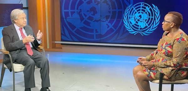 UN News' Assumpta Massoi interviews Secretary General António Guterres. — courtesy UN News/Leah Mushi