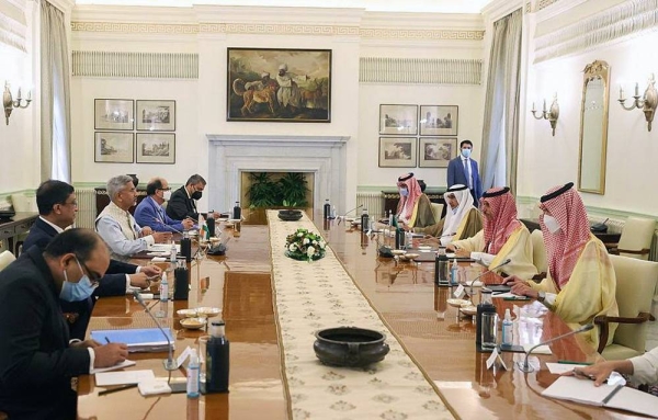 Foreign Minister Prince Faisal Bin Farhan held an official talk session on Sunday with Indian Minister of External Affairs S. Jaishankar in New Delhi, during his official visit to India Sunday.