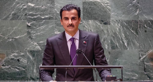 Sheikh Tamim Bin Hamad Al Thani, Emir of the State of Qatar, addresses the general debate of the UN General Assembly’s 76th session. — courtesy UN Photo/Cia Pak