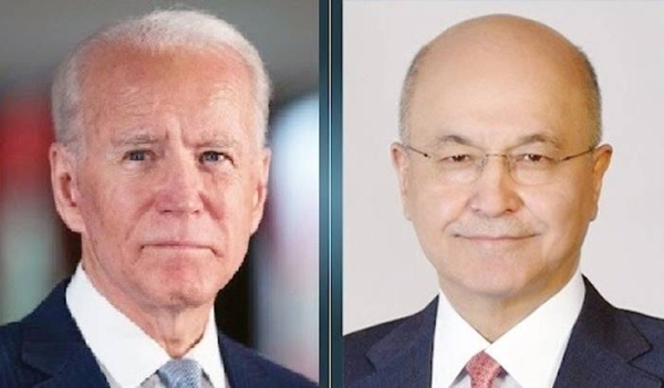 A combo file photo of US President Joe Biden and Iraqi President Barham Saleh, who  met in New York on Tuesday.