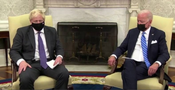 US President Joe Biden hold talks with British Prime Minister Boris Johnson at the White House.