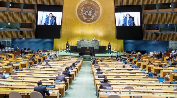 President Mohamed Abdullahi Mohamed Farmajo of Somalia addresses the general debate of the UN General Assembly’s 76th session. — courtesy UN Photo/Cia Pak