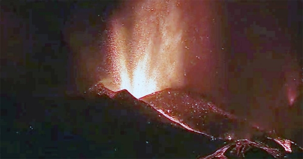 Lava from a volcano eruption flows on the island of La Palma in the Canaries, Spain on Tuesday