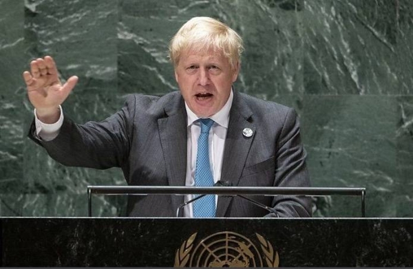 Boris Johnson addressing the UN General Assembly on Wednesday.