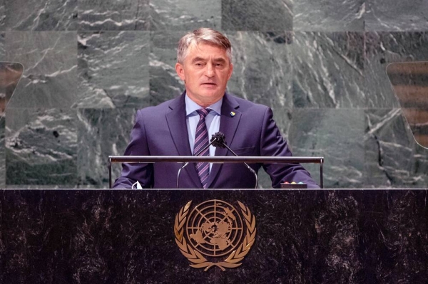Željko Komšić, chairman of the Presidency of Bosnia and Herzegovina, addresses the general debate of the UN General Assembly’s 76th session. — courtesy UN Photo/Cia Pak