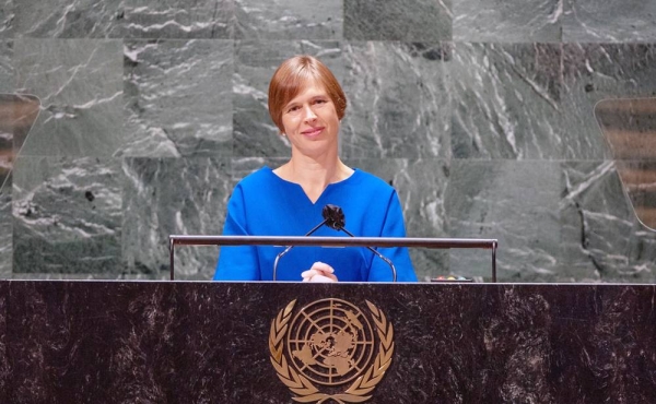 President Kersti Kaljulaid of Estonia addresses the general debate of the UN General Assembly’s 76th session. — courtesy UN Photo/Cia Pak