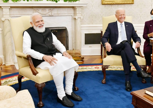 US President Joe Biden welcomes India Prime Minister NArendra Modi for bilateral talks at the White House on Friday.