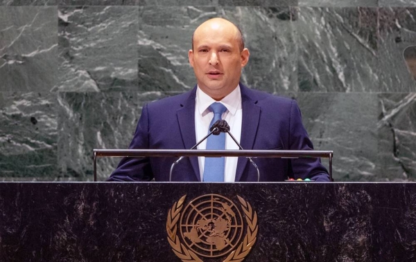 Prime Minister Naftali Bennett of the State of Israel addresses the general debate of the UN General Assembly’s 76th session. — courtesy UN Photo/Cia Pak