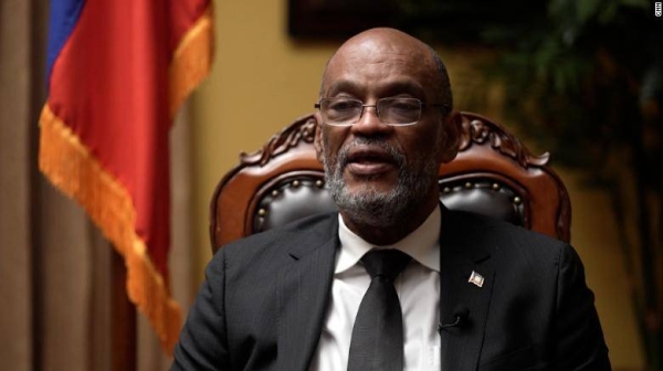 Ariel Henry speaks to CNN during an interview from the prime minister's residence in the Haitian capital Port-au-Prince.